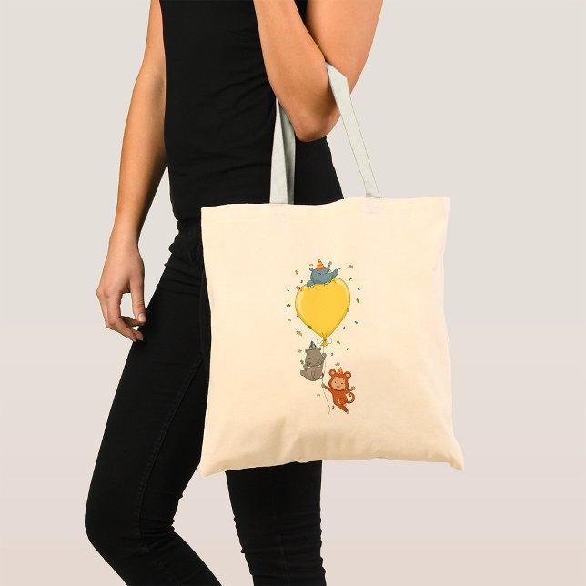 Bolso De Tela Animales fiestas sostienen un globo (Subido por el creador)