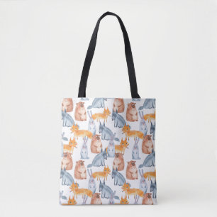 Bolso De Tela Animales forestales. Acuarela