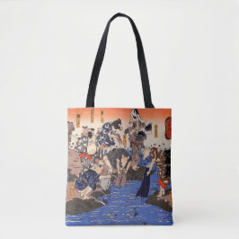 Bolso De Tela Animales japoneses lavando ropa