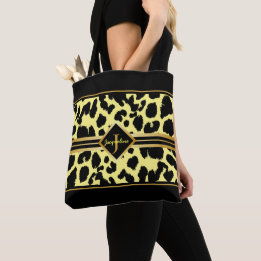 Bolso De Tela Animales negros monogramo imprimen oro falso en am