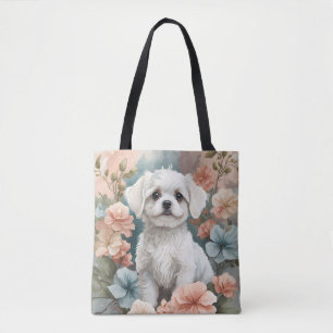 Bolso De Tela Animales para bebés Cachorro maltés blanco