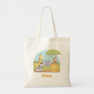 Bolso De Tela Animales Salvajes de Safari Lindos y Coloridos Nom