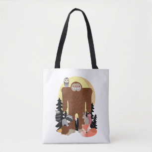 Bolso De Tela animales Sasquatch con criaturas del bosque