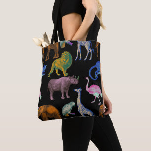 Bolso De Tela Animales zoológicos vivos colores pop arte para lo