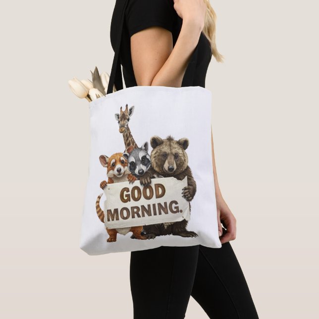 Bolso De Tela Animals, Good Morning, (Detalle)