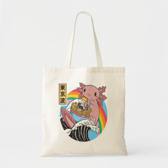 Bolso De Tela Anime Axolotl Waifu Que Ama A Anime Ramen Y Sketc (Frente)