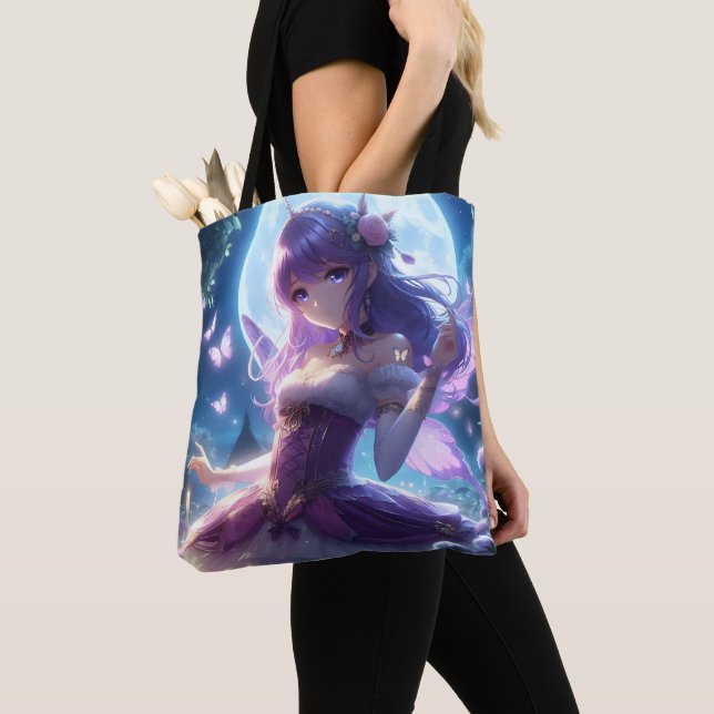 Bolso De Tela Anime Chica Violet Butterfly Wing Moon Fairy (Detalle)