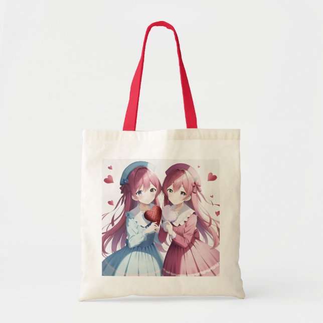 Bolso De Tela Anime corazones de Valentine (Frente)