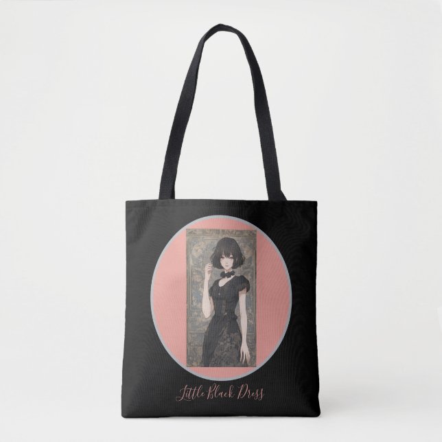 Bolso De Tela Anime incansable LBD Imprimir Pequeño Vestido Negr (Anverso)