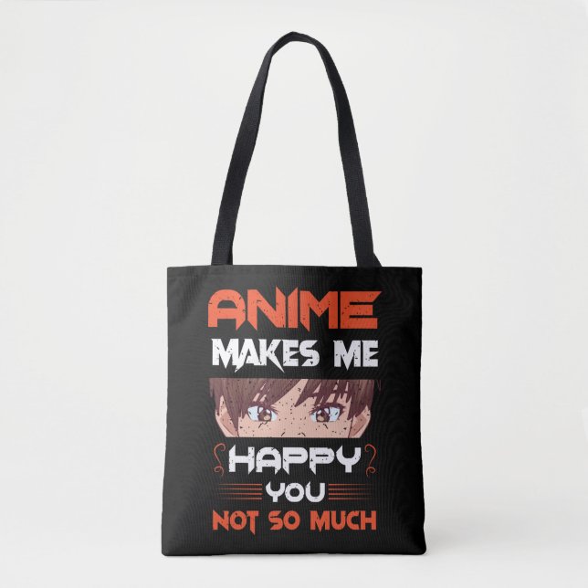 Bolso De Tela Anime Me Hace Feliz No Tanto (Anverso)