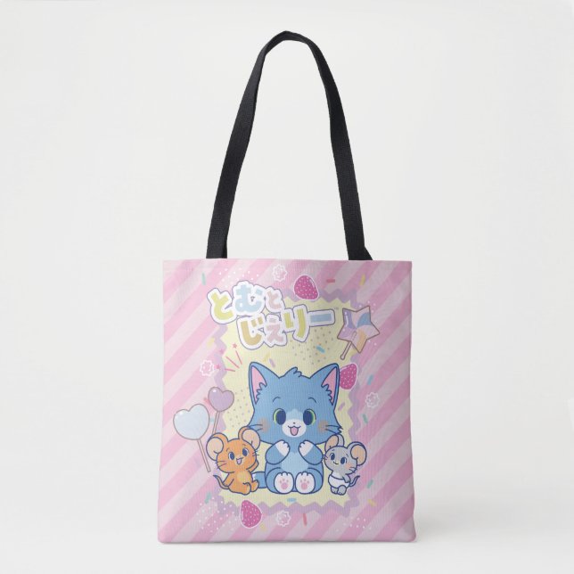 Bolso De Tela Anime Tom y Jerry Strawberry Fun (Anverso)