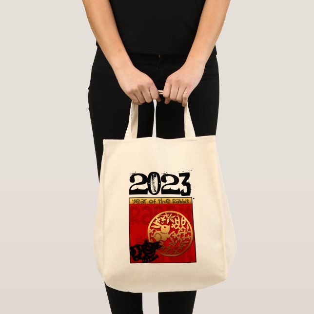 Bolso De Tela Año Chino de Conejo Cutáneo 2023 Cumpleaños Zodiac (Anverso (producto))