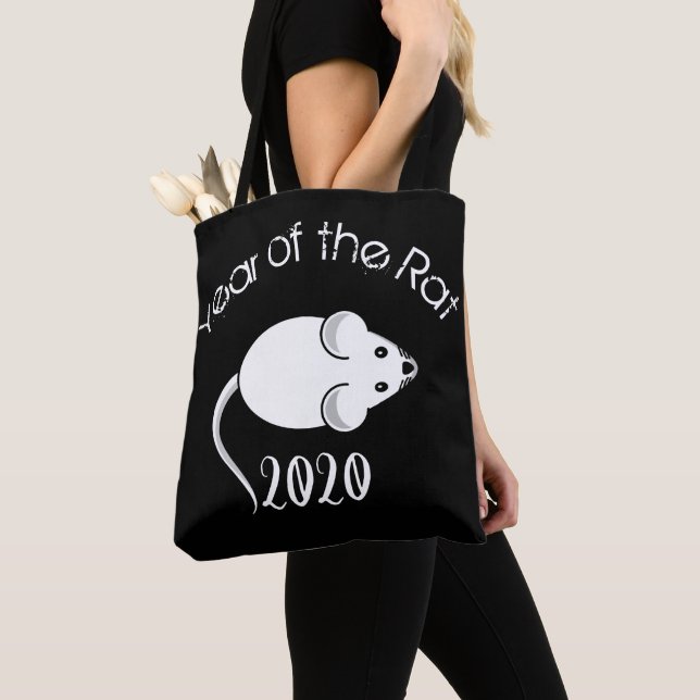 Bolso De Tela Año del ratón Rat 2020 con texto (Detalle)