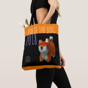 Bolso De Tela Año Perro 2018 Shiba Puppy 3D Digital Art Tote Bag
