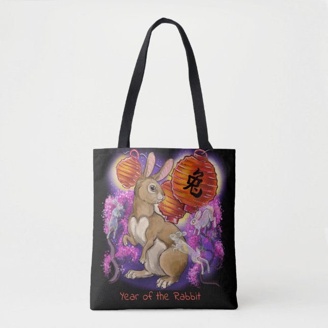 Bolso De Tela Año zodiaco chino del conejo (Anverso)