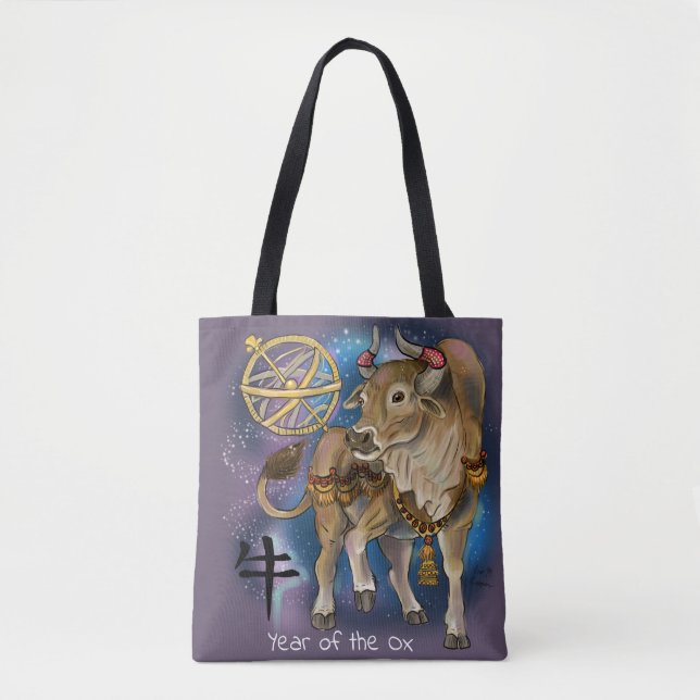 Bolso De Tela Año Zodiaco Chino del Ox (Anverso)