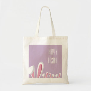 Bolso De Tela Años conejitos rosados en Tote de Pascua Púrpura