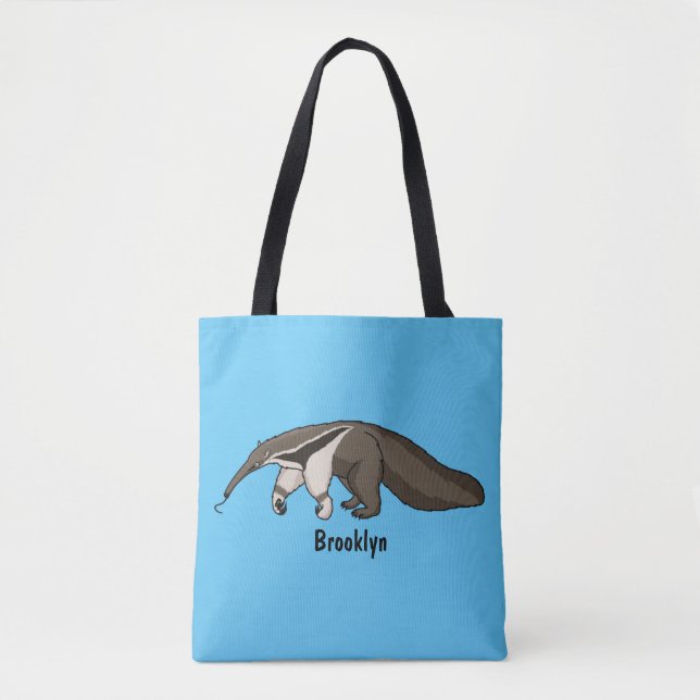 Bolso De Tela Anteater feliz personalizado ilustracion (Anverso)