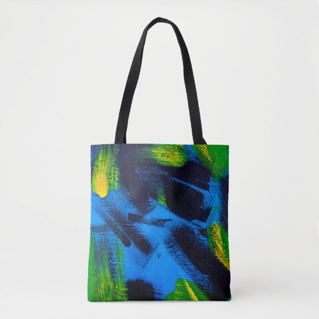 Bolso De Tela Antecedentes abstractos. Negro acrílico, amarillo, (Anverso)