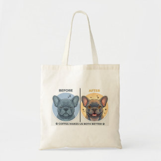 Bolso De Tela Antes Después Café Divertido Diseño de Bulldog Fra