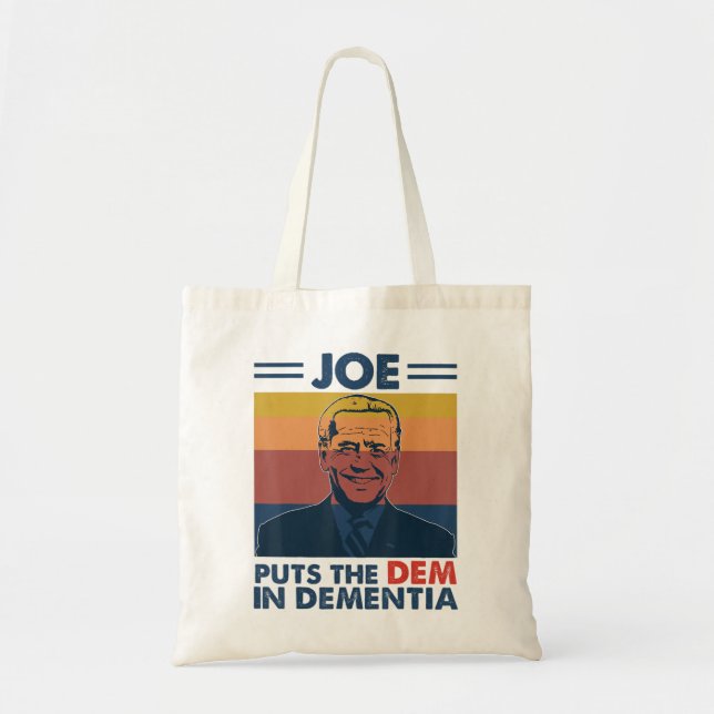 Bolso De Tela Anti Joe Biden Dementia Presidente parodia polític (Frente)
