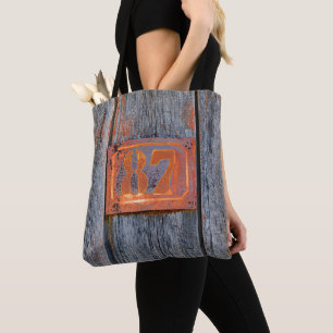 Bolso De Tela Antigua casa Metalizado Grunge Rusty número 87 Fot