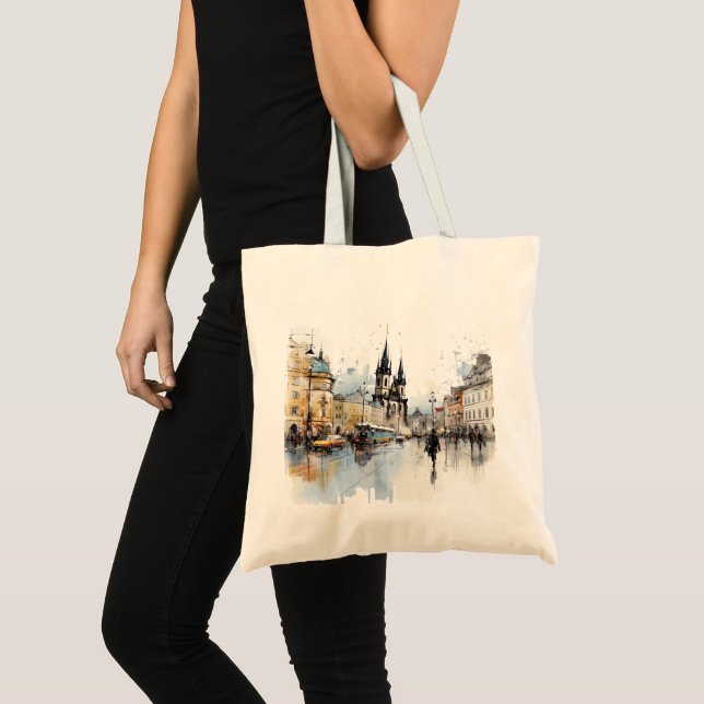 Bolso De Tela Antigua ciudad digital histórica de Praga. (Anverso (producto))