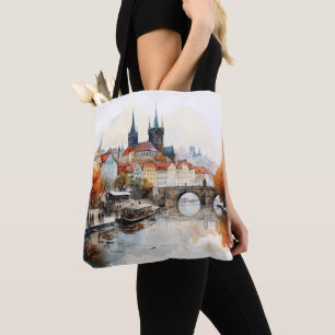 Bolso De Tela Antigua ciudad digital histórica de Praga.