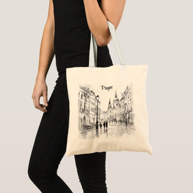 Bolso De Tela Antigua ciudad digital histórica de Praga. (Anverso (producto))