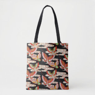 Bolso De Tela ANTIGUAS MARIPOSAS JAPONESAS LLAMADAS Negras