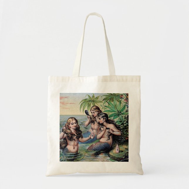 Bolso De Tela Antigüedad de Sirena Mágica Océano Náutico (Frente)