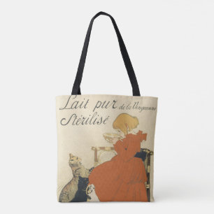 Bolso De Tela Antiguo Art Nouveau Victoriano, Niña con Gatos de
