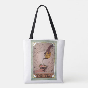 Bolso De Tela Antiguo Kettle y Taza de Té de Bruja The Tea Tarot