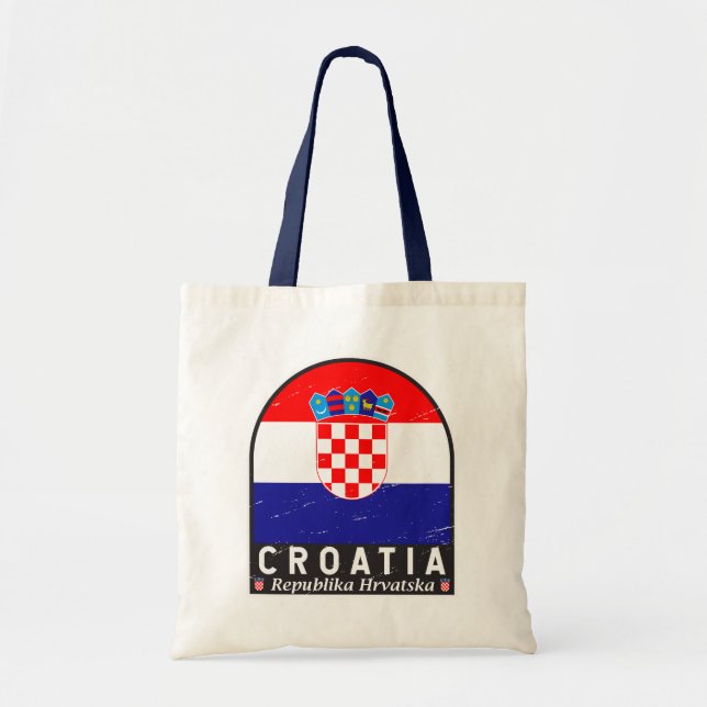 Bolso De Tela Anuncio de Bandera de Croacia en mal estado (Frente)