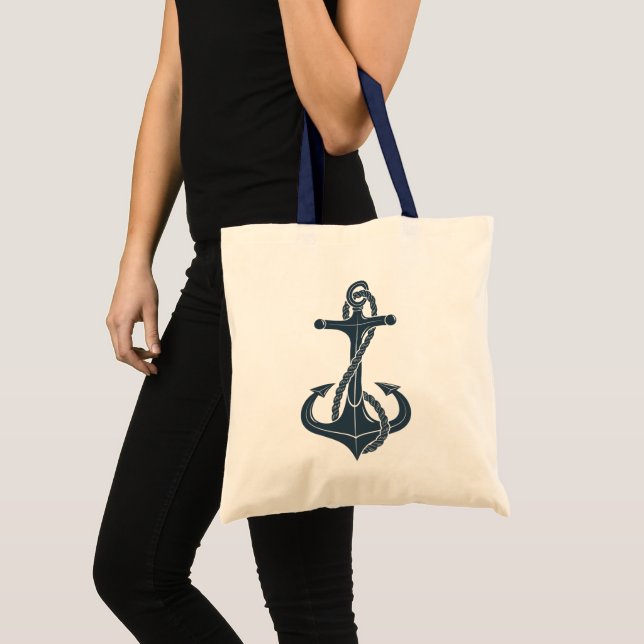 Bolso De Tela Anuncio de barco náutico azul marino (Anverso (producto))