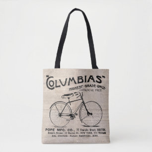 Bolso De Tela Anuncio de periódico en bicicleta de época