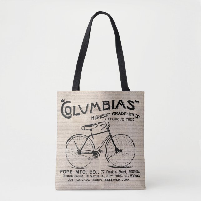 Bolso De Tela Anuncio de periódico en bicicleta de época (Anverso)