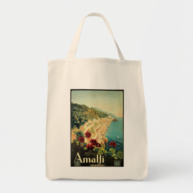 Bolso De Tela Anuncio de viaje de Amalfi de época (Frente)