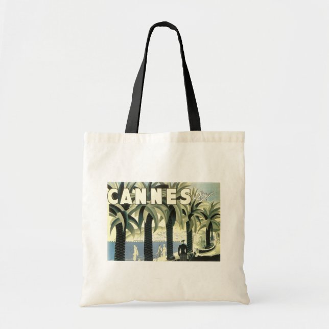 Bolso De Tela Anuncio de viaje de Cannes de época (Frente)
