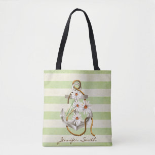 Bolso De Tela Anuncio náutico y ramo de margarita blanca