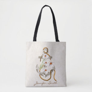 Bolso De Tela Anuncio náutico y ramo de margarita blanca