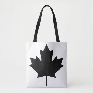 Bolso De Tela (AOP) Tote de hombro - Hoja de arce negro/blanco