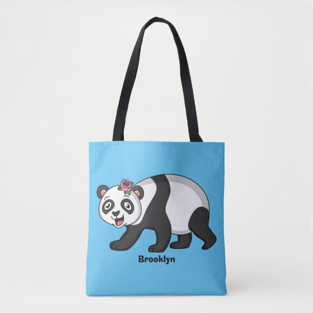 Bolso De Tela Aoso panda alegre y lindo con personalizado de flo (Anverso)