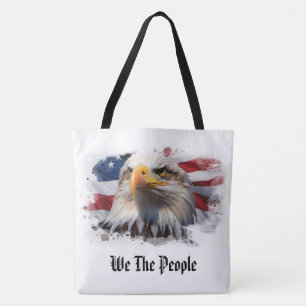Bolso De Tela *~* AP27 Bandera Patriótica Americana Águila Calva