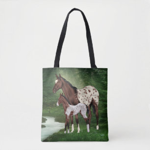 Bolso De Tela Apaloosa Hípica Mare y Foal