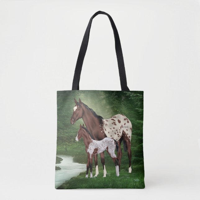 Bolso De Tela Apaloosa Hípica Mare y Foal (Anverso)
