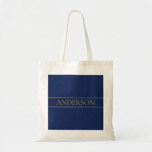 Bolso De Tela Apellido o empresa Navy Blue & Gold Name