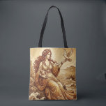 Bolso De Tela Aphrodite Vintage Mythology<br><div class="desc">This elegant tote bag features a vintage-style illustration inspired by classical Greek mythology. The artwork depicts Aphrodite, goddess of love and beauty, portrayed in a refined antique engraving style with warm sepia tones and delicate classical details. Seated by the sea where myth tells she first emerged, Aphrodite is accompanied by...</div>