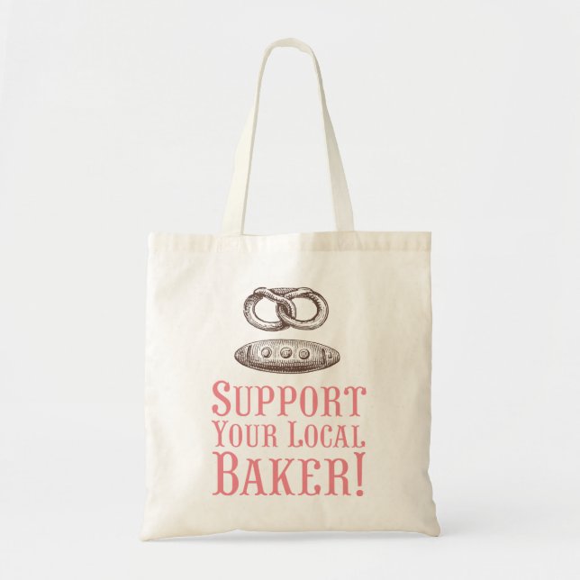 Bolso De Tela Apoya su Tote local de Baker (Frente)
