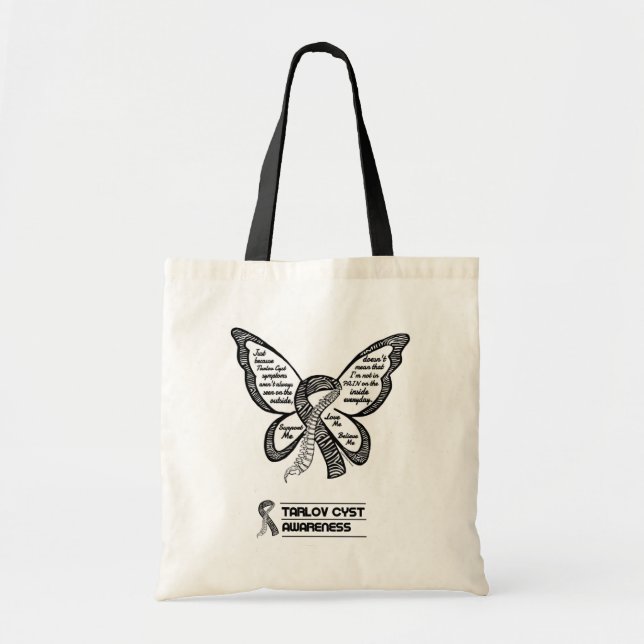 Bolso De Tela Apoyo/Amor/Creer...Tarlov Cyst (Frente)